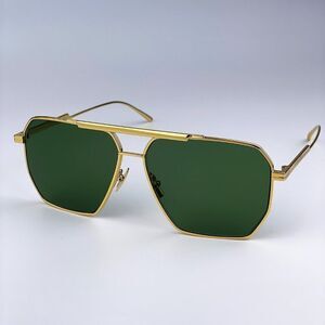 NEW  Bottega Veneta BV1012S 004 Gold Green Pilot Unisex Sunglasses